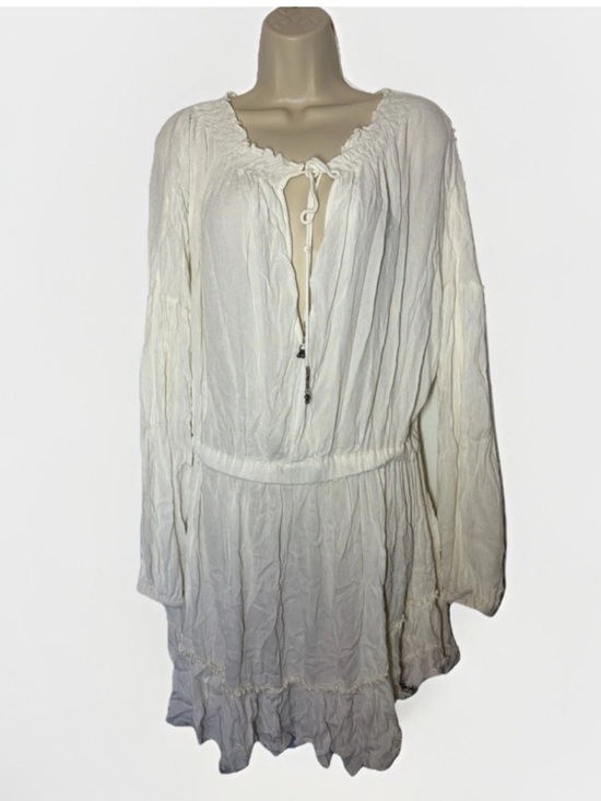 Free People Dresses & Skirts - Free People Dress Long Sleeve Lace Boho Peasant Mini Tunic Fairy Grunge Gauzy